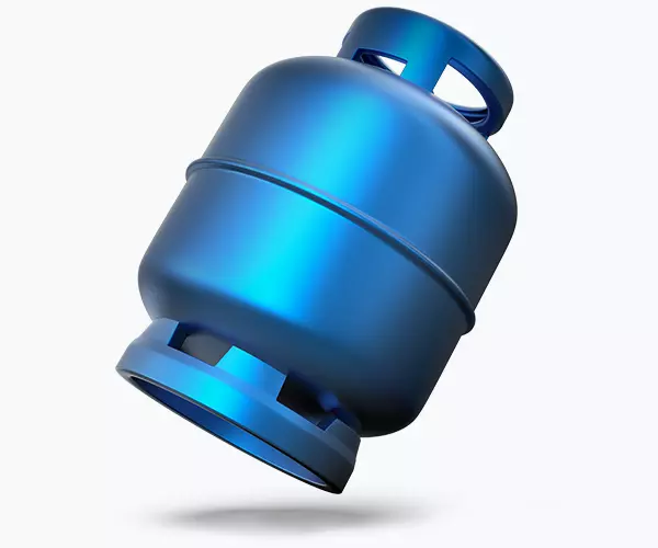 Imagem de um botijão de gás azul